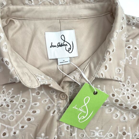 NWT Sam Edelman Embroidered Eyelet Lace Mini Dress Puff Sleeve Size 16 READ! - Picture 10 of 13